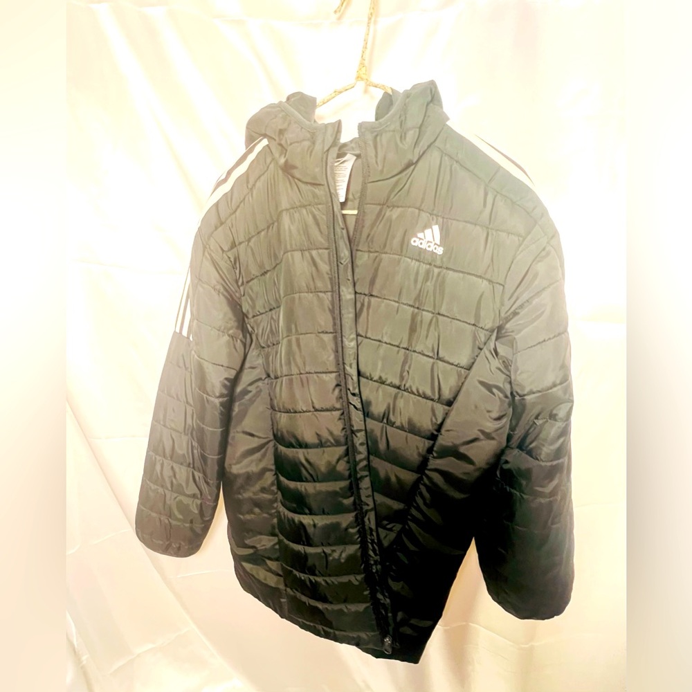 Big kids Adidas flat puffer hooded jacket